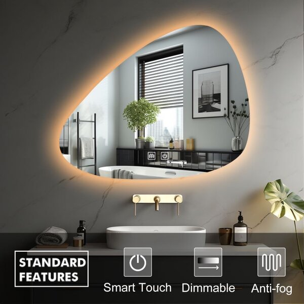 IREDA Koupelnové zrcadlo s LED osvětlením, 100 x 70 cm