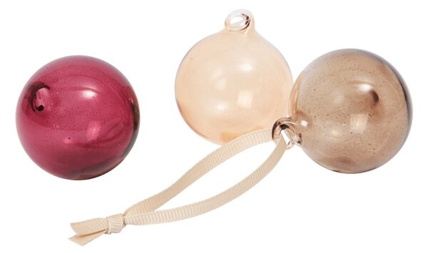 Skleněná vánoční ozdoba Roseate Translucent Ø 4 cm – set 3 ks