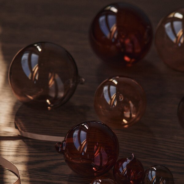 Skleněná vánoční ozdoba Roseate Translucent Ø 8 cm – set 3 ks
