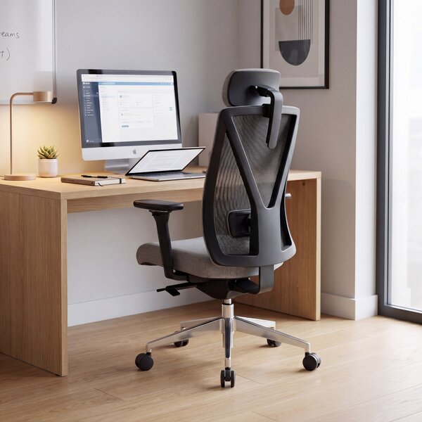 Ergonomická kancelářská židle šedá se síťovinou VECTOR
