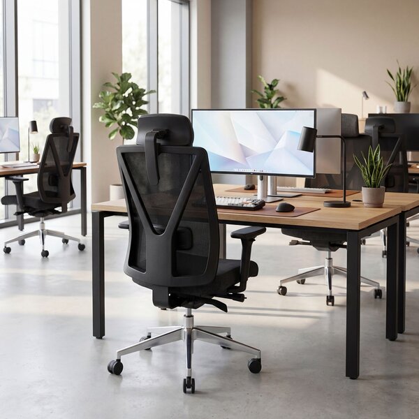 Ergonomická kancelářská židle černá se síťovinou VECTOR