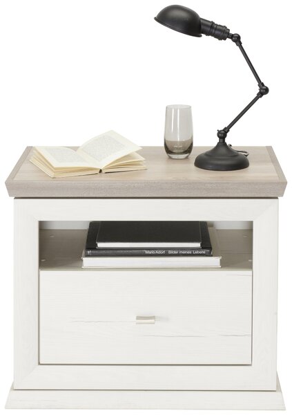 NOČNÍ STOLEK, šedá, bílá, 63/55/38 cm Hom`in