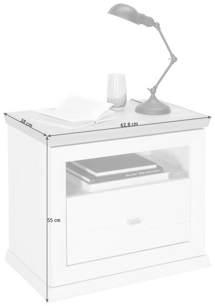 NOČNÍ STOLEK, šedá, bílá, 63/55/38 cm Hom`in
