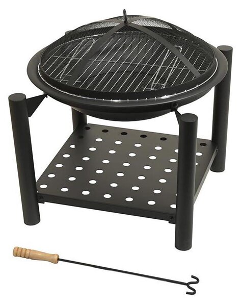 Přenosné ohniště na dřevo s roštem 48 cm