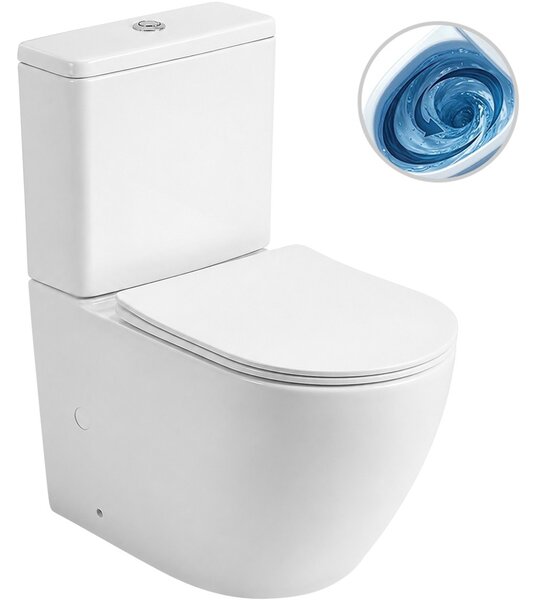 WC kombi Cesso, Vortex - vírové splachování + Slim/SoftClose sedátko - spodní/zadní odpad - bílá lesklá - 61,8x38 cm