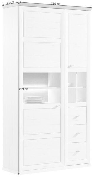 VITRÍNA, tmavě šedá, dub artisan, 110/209/43 cm Hom`in - Kredence a vitríny
