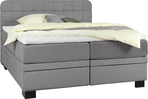 POSTEL BOXSPRING, 180/200 cm, textil, světle šedá Elegando - Postele boxspring