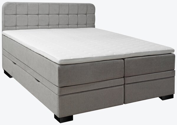 POSTEL BOXSPRING, 180/200 cm, textil, světle šedá Elegando - Postele boxspring