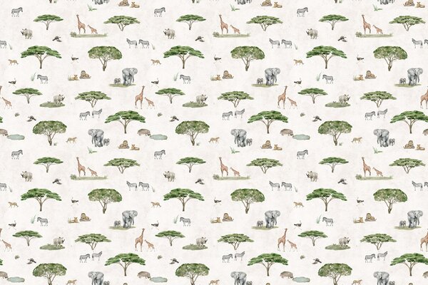 Tapeta savana Sunny Savannah Sand | Fugu Materiál: Digitální eko vlies - klasická tapeta nesamolepicí