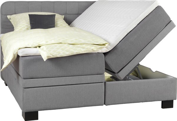 POSTEL BOXSPRING, 180/200 cm, textil, světle šedá Elegando - Postele boxspring