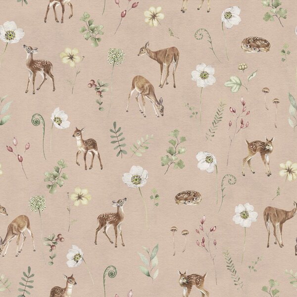 Tapeta srnky - Dancing Deer Pink Materiál: Digitální eko vlies - klasická tapeta nesamolepicí