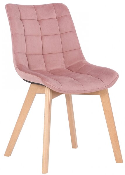Židle Passaic ~ samet, dřevěné nohy natura - Ružová