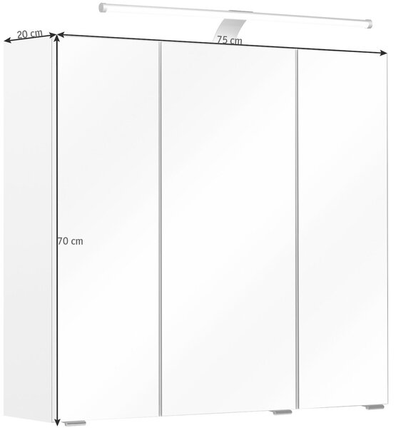ZRCADLOVÁ SKŘÍŇKA, bílá, 75/70/20 cm Xora - Zrcadlové skříňky