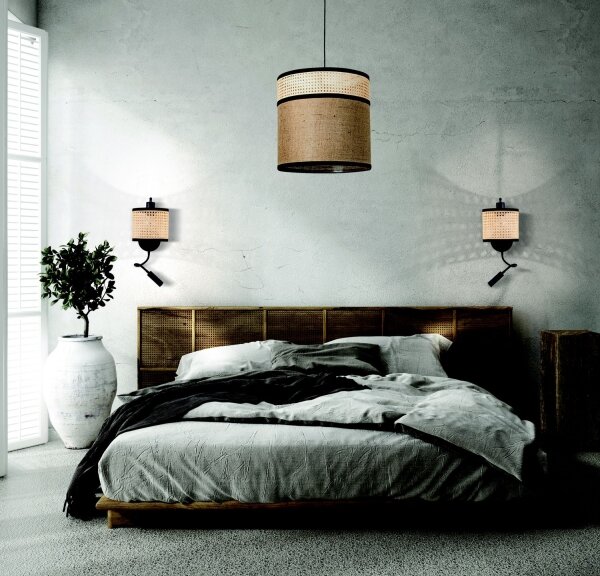 Zambelis 20355 - LED Nástěnná lampa 1xE27/40W + LED/3W/230V ratan