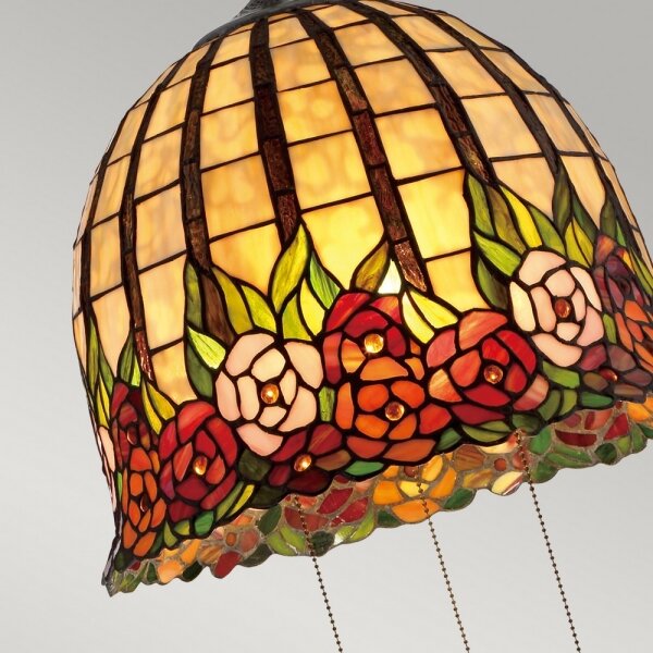 Quoizel QZ-ROSECLIFFE-P - Lustr na řetězu Tiffany ROSECLIFFE 3xE27/100W/230V