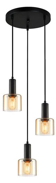 ITALUX PND-65342-3A-BK+AMB - Lustr na lanku SANTIA 3xE27/40W/230V