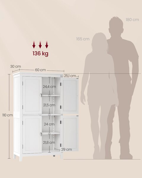 MIDI SKŘÍŇKA, bílá, 60/110/30 cm MID.YOU - Koupelnové série, Online Only