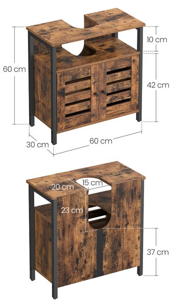 SKŘÍŇKA POD UMYVADLO, hnědá, černá, hnědá, černá, 60/60/30 cm MID.YOU - Koupelnové série, Online Only
