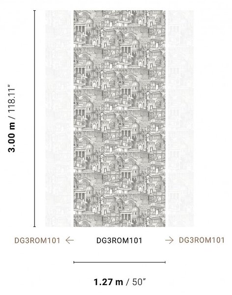 Šedá vliesová fototapeta na zeď, Historické domy, DG3ROM101, Wall Designs III, Khroma by Masureel