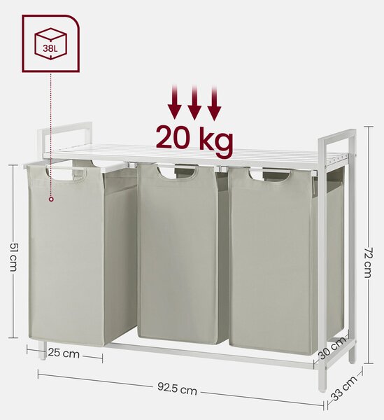 KOŠ NA PRÁDLO, bílá, světle šedá MID.YOU - Koše na prádlo, Online Only