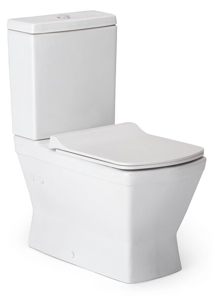 Cerano Loreto, WC kombi Rimless 62,5x36 cm, spodní/zadní odpad, bílá lesklá, CER-CER-403428