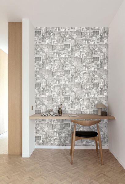 Šedá vliesová fototapeta na zeď, Historické domy, DG3ROM101, Wall Designs III, Khroma by Masureel