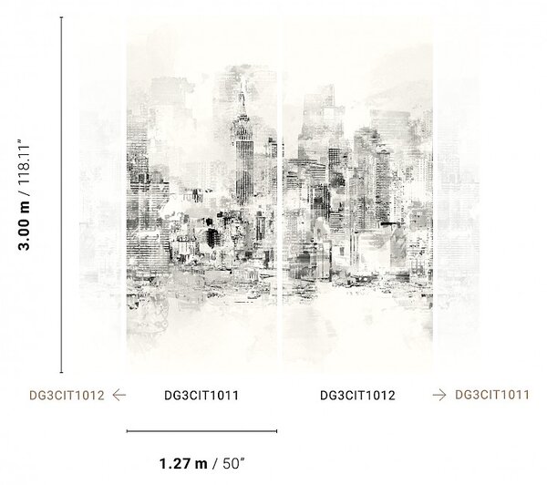 Šedá vliesová fototapeta na zeď, Město, DG3CIT1012, Wall Designs III, Khroma by Masureel