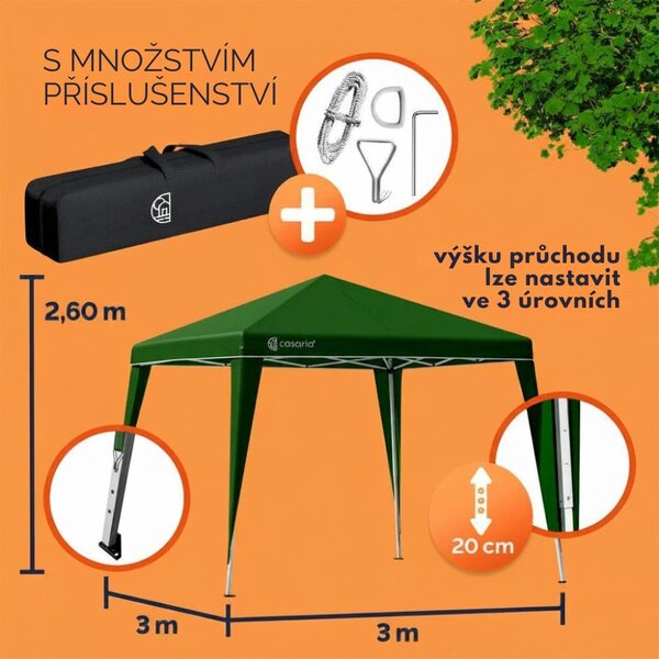 Party stan/pavilon CAPRI, 3x3m, zelená Casaria