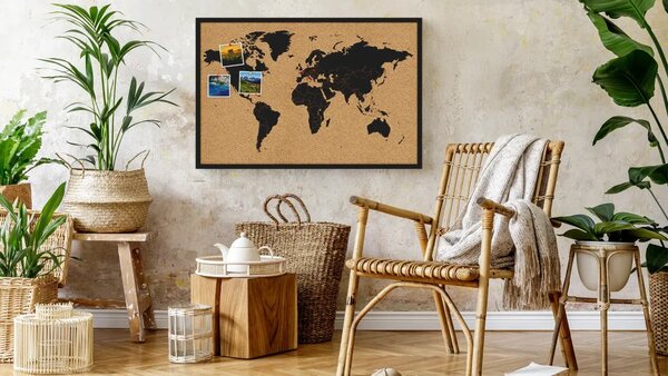 ALLboards korková nástěnka mapa světa 90 x 60 cm,TK96_MBK