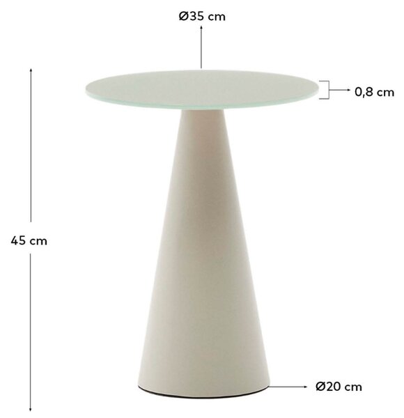 Matně šedý skleněný kulatý odkládací stolek Kave Home Wilshire 35 cm