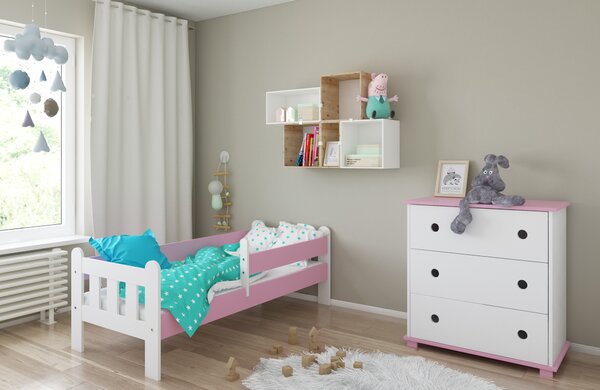 BabyBeds Dětská postel STAS Velikost postele: 180x80 cm, Barevné provedení: Růžová, Úložný prostor: Ne, bez úložného prostoru