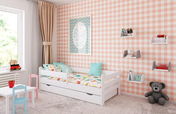BabyBeds Dětská postel RYSIO Velikost postele: 180x80 cm, Barevné provedení: Bílá, Úložný prostor: Ano, s úložným prostorem