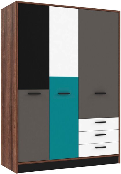 ŠATNÍ SKŘÍŇ, šedá, zelená, černá, bílá, barvy dubu, 144/200/60 cm Carryhome - Šatní skříně