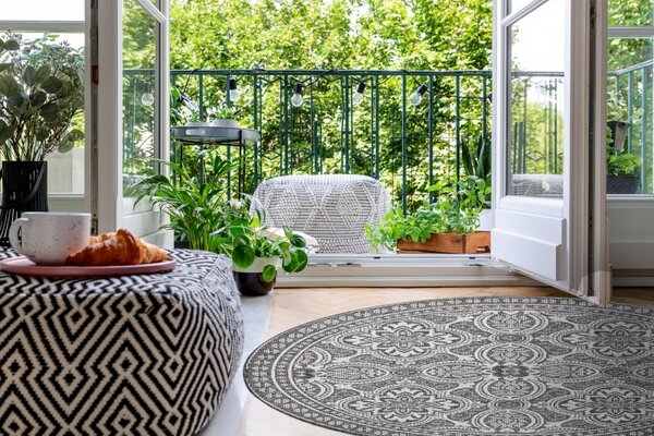 Balta Kulatý koberec SISAL LOFT 21193 slonová kost / stříbrný / šedý Rozměr: průměr 120 cm