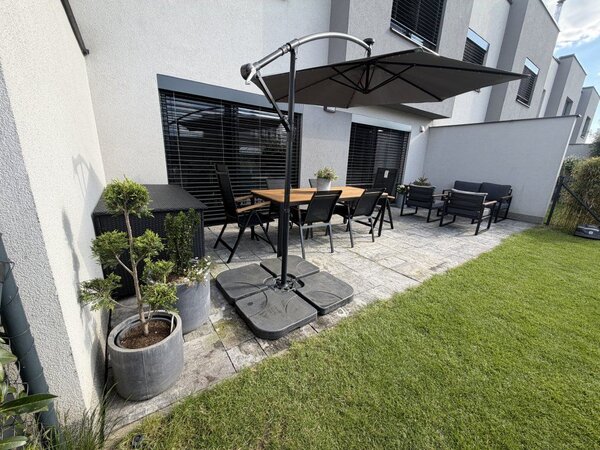 Zahradní set KOMPLET 3v1 – jídelní set, lounge set a slunečník