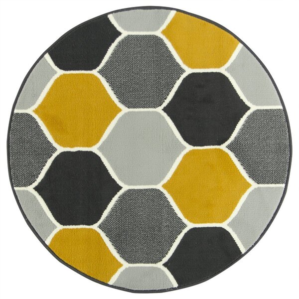 Kulatý koberec LUNA 503833/89925 šedý hořčicový Rozměr: průměr 120 cm