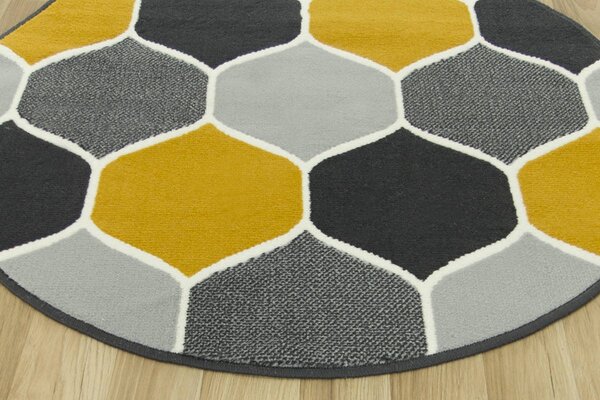 Kulatý koberec LUNA 503833/89925 šedý hořčicový Rozměr: průměr 120 cm