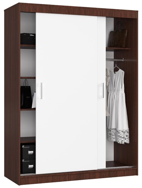 Šatní skříň s posuvnými dveřmi 150 cm MONO wenge / bílá