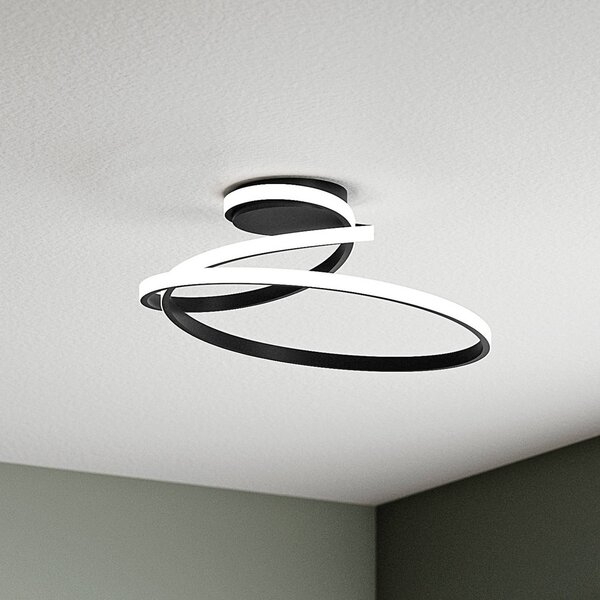 Luce Ambiente Design LED stropní svítidlo COASTER, černé, délka 50 cm, kov,, Černá, Obývací pokoj / jídelna, Hliník, Moderní