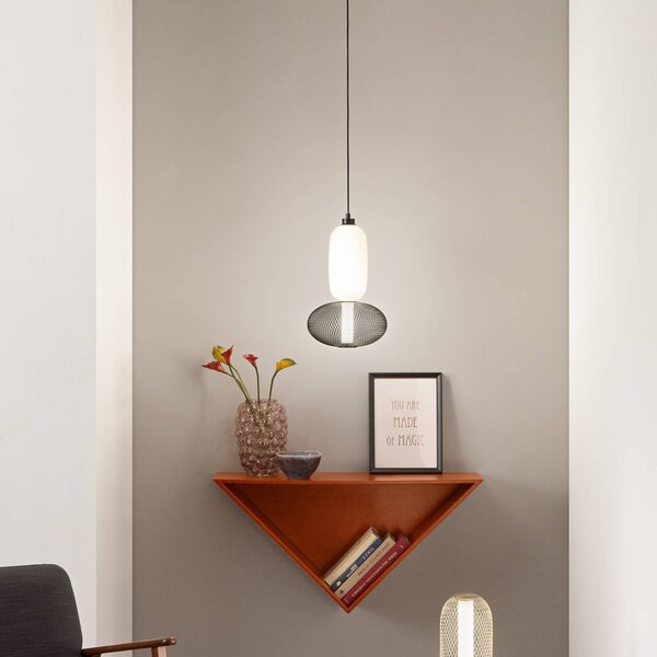Luce Ambiente Design Závěsné světlo LED INKAS, výška 90 cm, černá, sklo/kov,, Černá, Obývací pokoj / jídelna, Sklo