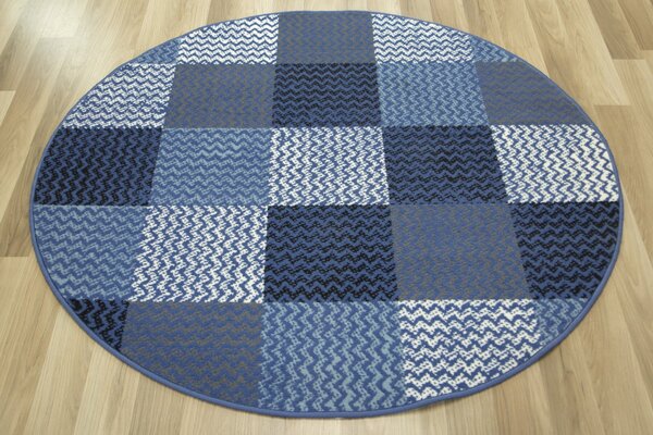Kulatý koberec LUNA 503568/94955 Patchwork modrý Rozměr: průměr 80 cm
