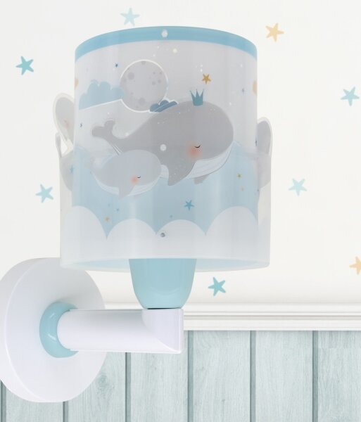 Dalber 61179T - Dětské nástěnné svítidlo WHALE DREAMS 1xE27/15W/230V modrá