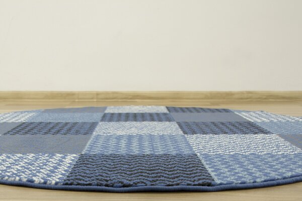 Kulatý koberec LUNA 503568/94955 Patchwork modrý Rozměr: průměr 80 cm