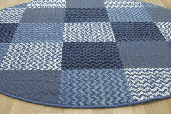 Kulatý koberec LUNA 503568/94955 Patchwork modrý Rozměr: průměr 80 cm
