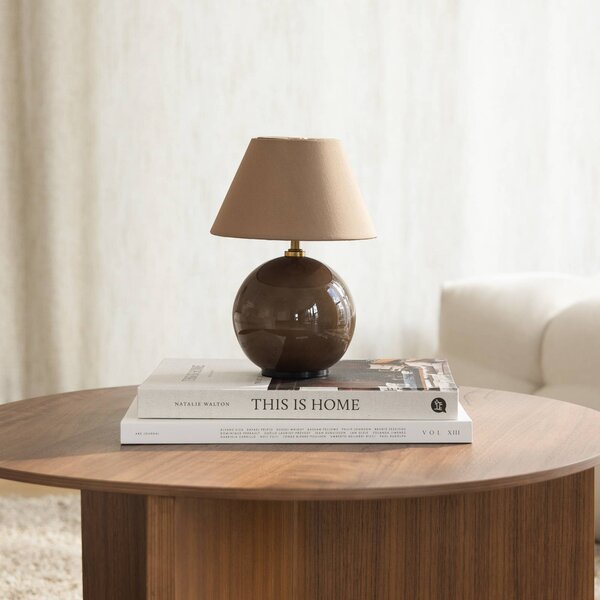Globen Lighting Akumulátorová stolní lampa IRIS, hnědá, 23 cm, G4, stmívatelný, Hnědá / rez, Obývací pokoj / jídelna, Textil / tkanina / hedvábí, Skandinávský