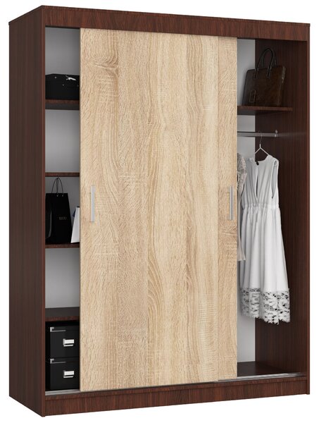 Šatní skříň s posuvnými dveřmi 150 cm MONO wenge / sonoma
