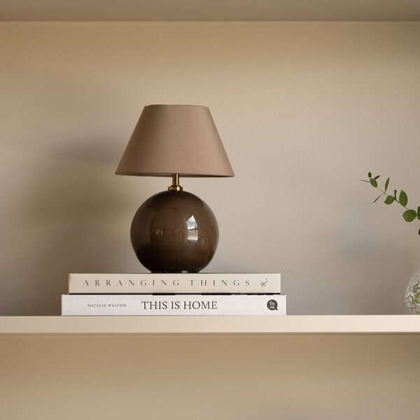 Globen Lighting Akumulátorová stolní lampa IRIS, hnědá, 23 cm, G4, stmívatelný, Hnědá / rez, Obývací pokoj / jídelna, Textil / tkanina / hedvábí, Skandinávský