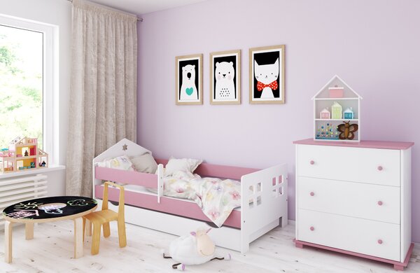 BabyBeds Dětská postel POLA Velikost postele: 160x80 cm, Barevné provedení: Růžová, Úložný prostor: Ano, s úložným prostorem
