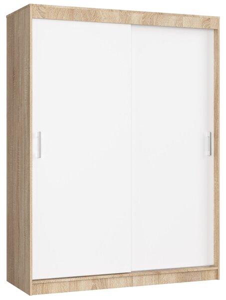 Šatní skříň s posuvnými dveřmi 150 cm MONO dub sonoma / bílá