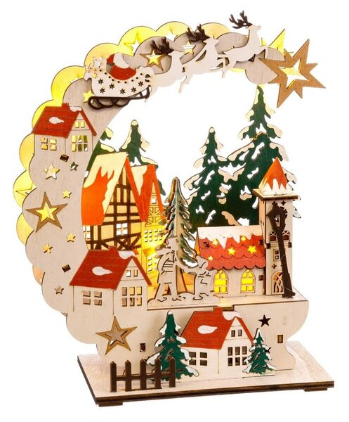 BigBuy Christmas Vánoční ozdoba Vícebarevný Přírodní Dřevo 19 x 8 x 22 cm